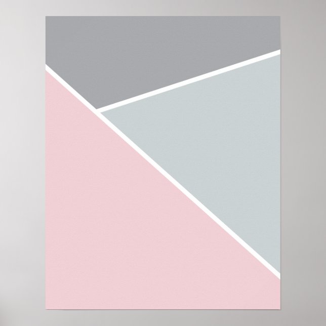 Poster géométrique rose et gris (Devant)