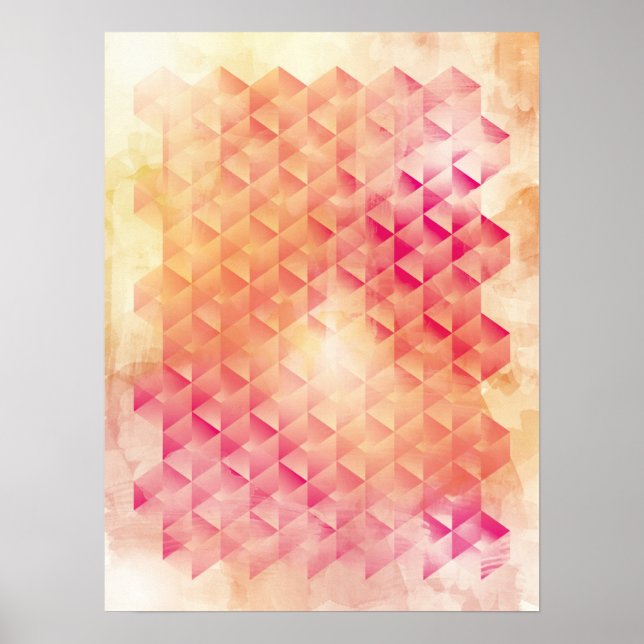 Poster Géométrique rouge et orange (Devant)