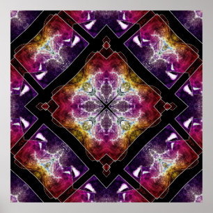 Poster Géométrique vibrant avec accents violets et dorés