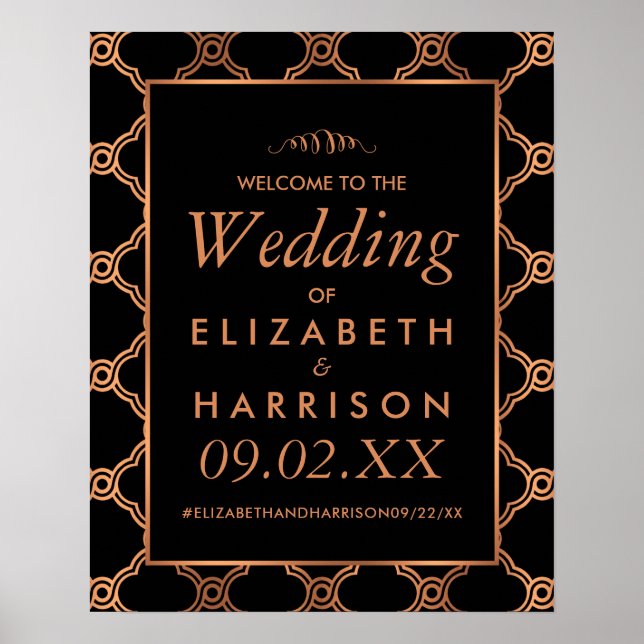 Poster Géométrique vintage Gatsby Mariage Bienvenue (Devant)