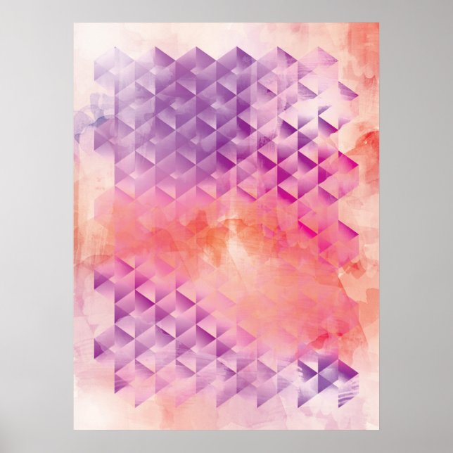 Poster Géométrique violet et orange (Devant)