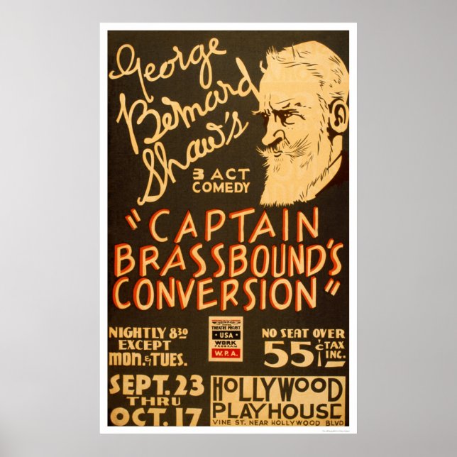 Poster George Bernard Shaw WPA 1938 (Devant)