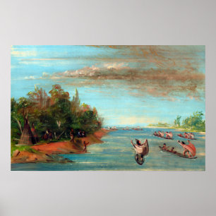 Poster George Catlin Sac et Fox voile en canoës