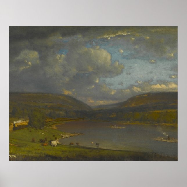Poster George Inness - Sur la rivière Delaware (Devant)