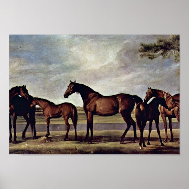 Poster George Stubbs - Mares avant une tempête imminente (Devant)