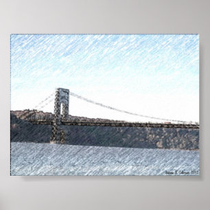 POSTER GEORGE WASHINGTON BRIDGE ET HUDSON RIVER VIEW