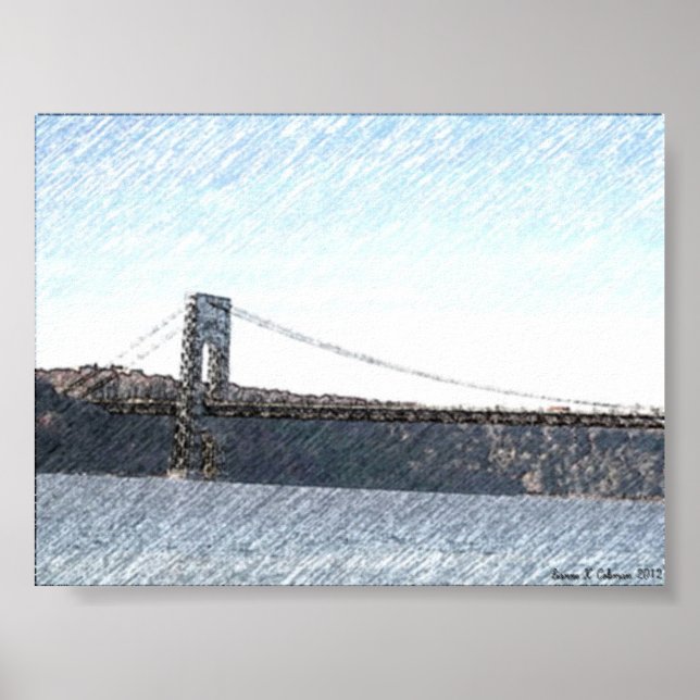 POSTER GEORGE WASHINGTON BRIDGE ET HUDSON RIVER VIEW (Devant)