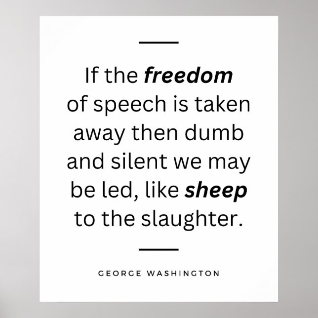 Poster George Washington Cite La Liberté D'Expression (Devant)