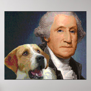 Poster George Washington et son chien "belle de liberté "