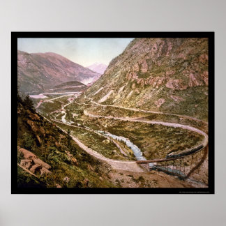 Poster Georgetown Loop Railroad avec un train 1899