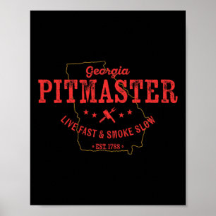 Poster Georgia Bbq Pitmaster Pour Fumer De La Viande Barb