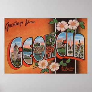 Poster Georgia (Cherokee Rose) - Large Letter Scenes