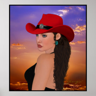 Poster "Georgia" numérique Artwork Western Cowgirl Imprim