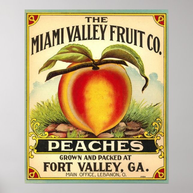 Poster Georgia Peaches Étiquette (Devant)