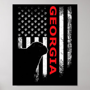 Poster Géorgie Drapeau Usa Patriotique. Ga Style Vintage