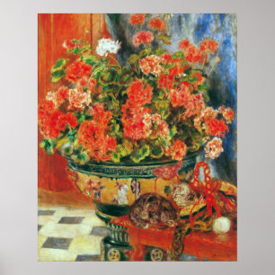 Poster Geraniums et chats de Pierre Renoir