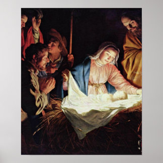 Poster Gerard van Honthorst - Adoration du berger