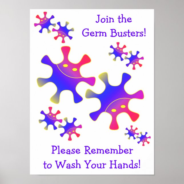 Poster Germ Busters - Lavez-Vous Les Mains ! Panneau Sall (Devant)