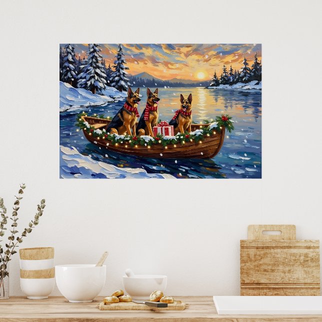 Poster German Shepherd Christmas Boat Holiday (Cuisine)