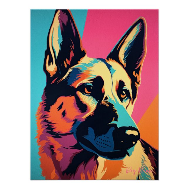 Poster German Shepherd Dog 001 - Bruno Pokopen (Devant)