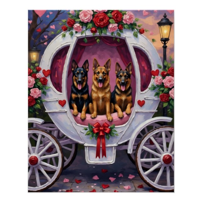 Poster German Shepherd Dog Valentine's Day  (Devant)