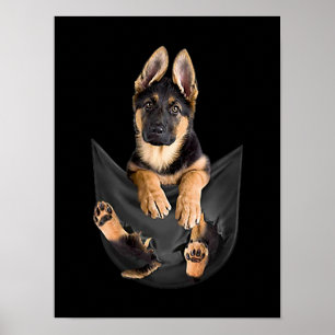 Poster German Shepherd In Pocket T-Shirt Funny Dog Lover