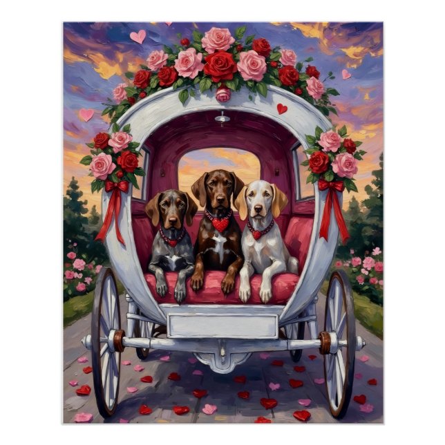 Poster German Shorthaired Pointer Dog Valentine's Day  (Devant)