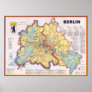 Poster " Germany : 1962 Berlin - Carte de la ville divisé