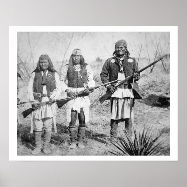 Poster Geronimo et trois de ses guerriers Apache, 1886 (b (Devant)