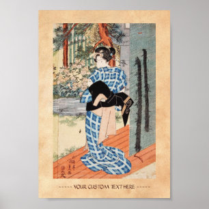 Poster Gésha Utagawa, geisha japonaise classique vintage