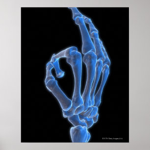 Poster Geste de la main du squelette