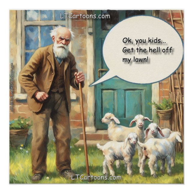 Poster Get Off My Lawn – Goat Edition (Devant)