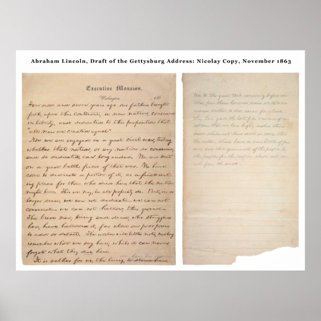 Poster Gettysburg Adresse Nicolay Copy (1863) (Devant)