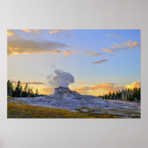 Poster Geyser Castle au coucher du soleil, Parc national 