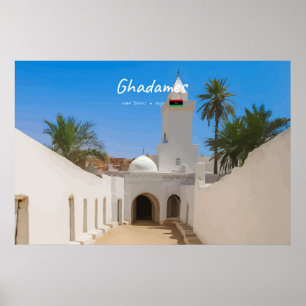 Poster Ghadames, Libye - Mosquée Blanche