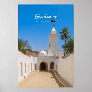 Poster Ghadames, Libye - Mosquée Blanche