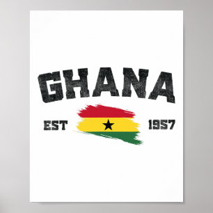 Poster Ghana Est. Jour de l'indépendance du drapeau ghané