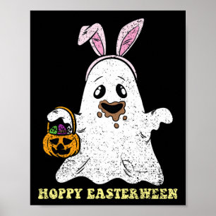Poster Ghost Bunny Hoppy Oeufs de Pâques Chasse Printemps