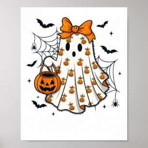 Poster Ghost Coquette Éffrayant Halloween Citrouille Trea