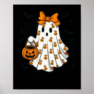 Poster Ghost Coquette Éffrayant Halloween Citrouille Trea
