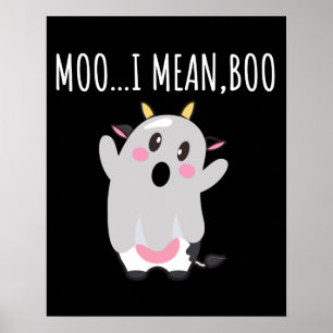 Poster Ghost Cow Moo I Signifie Boo Halloween Cadeau