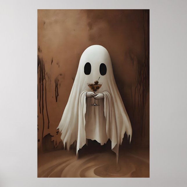 Poster Ghost Drinking Cocktail Dirty Martini Olives (Devant)