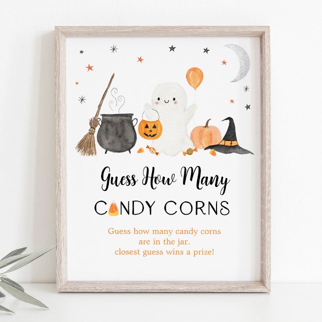 Poster Ghost Halloween Devinez combien de bonbons Corns j (Créateur téléchargé)