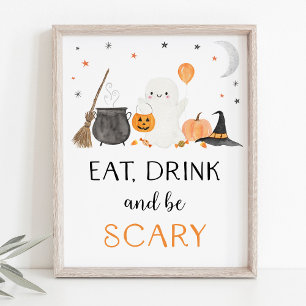 Poster Ghost Halloween Manger Boire Be Scène de fête d'ho