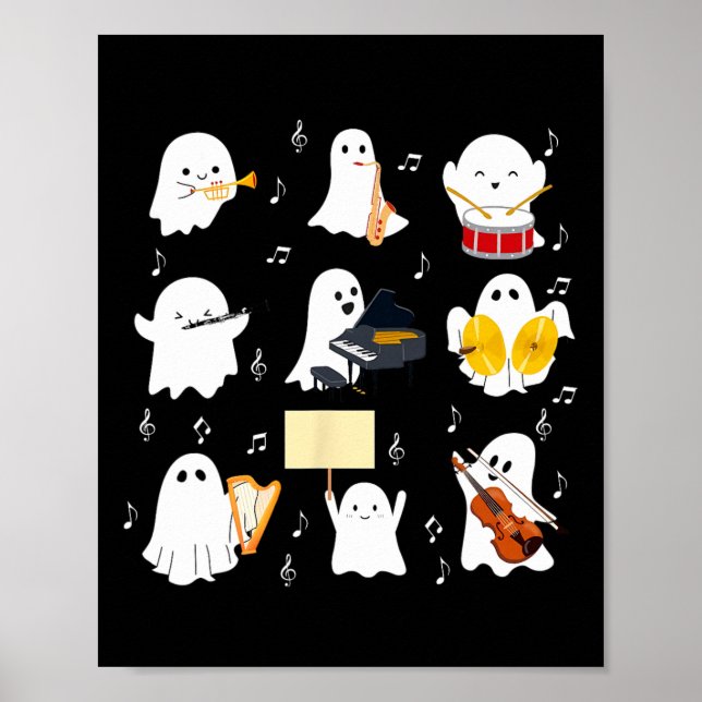 Poster Ghost Jouer Instruments De Musique Halloween Musiq (Devant)