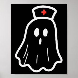 Poster Ghost Nurse Halloween Costume Retro Fall Scrub Top