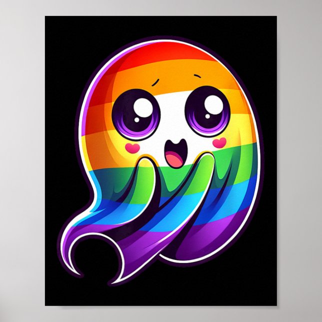 Poster Ghost Rainbow Gay pride Funny (Devant)