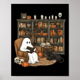 Poster Ghost Reading Livres Librairie Enseignant Hallowee