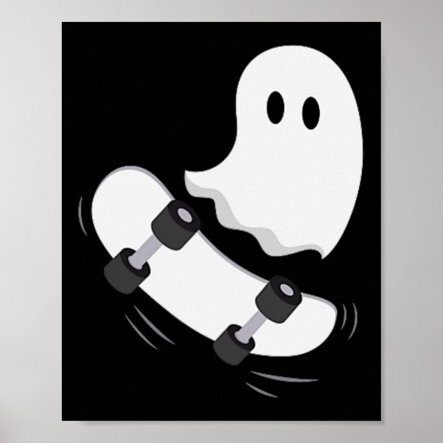Poster Ghost Skateboard Lazy Halloween Costume amusant Sk (Devant)