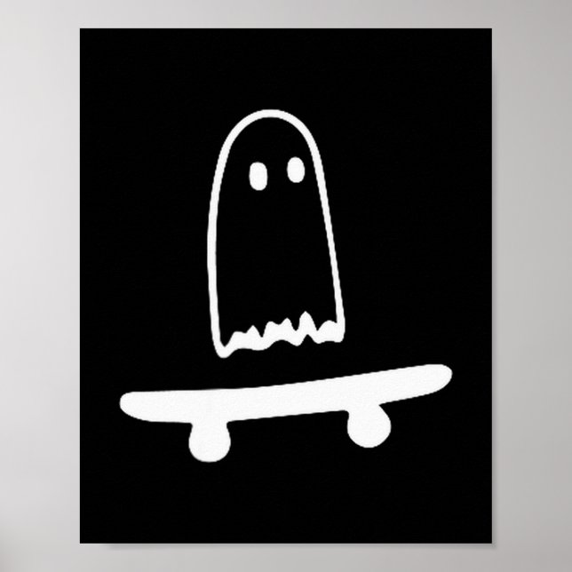Poster Ghost Skateboard Lazy Halloween Costume Funny Skat (Devant)